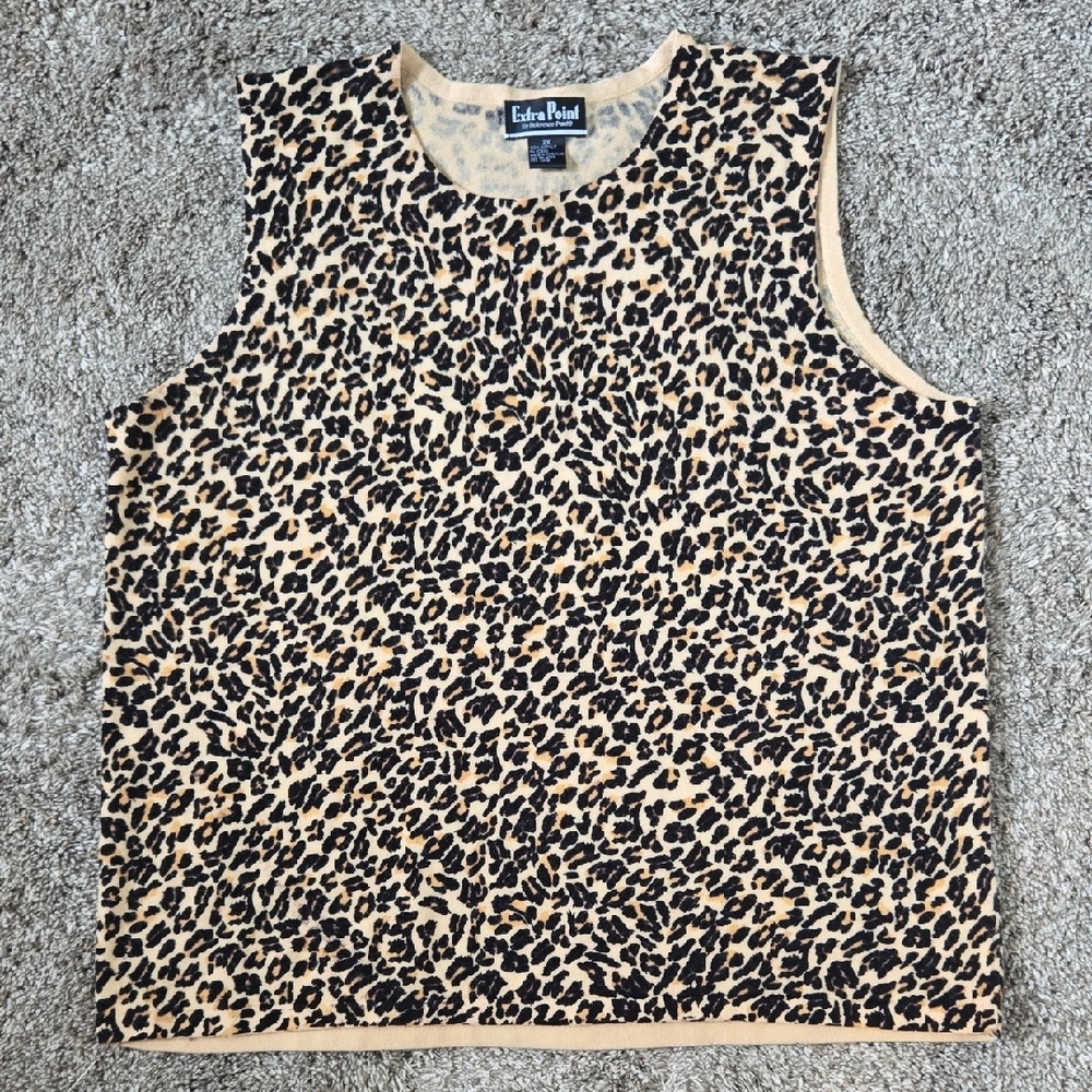 Extra Point Leopard Print Tank Top Plus Size 2XL